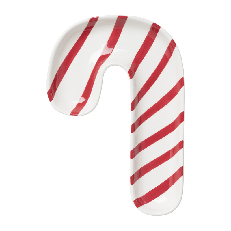 Schaal candy cane - wit/rood - 2.5x24x17 cm