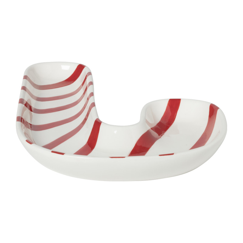 Schaal candy cane - wit/rood - 2.5x24x17 cm