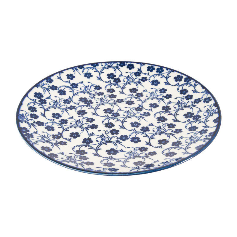 Ontbijtbord blue print - flowers - ⌀21 cm