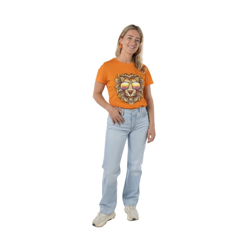 T-shirt leeuw - oranje - S/M