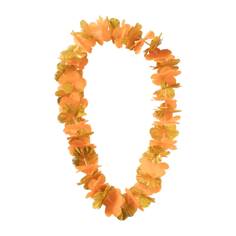 Hawaii ketting - oranje - 100 cm