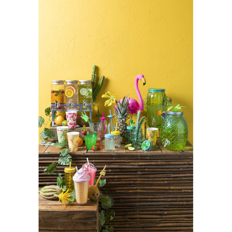 medley Verspilling Franje Drinkbeker cactus met rietjes - diverse kleuren - 500 ml | Xenos