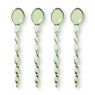 Theelepels groen - glas - set van 4