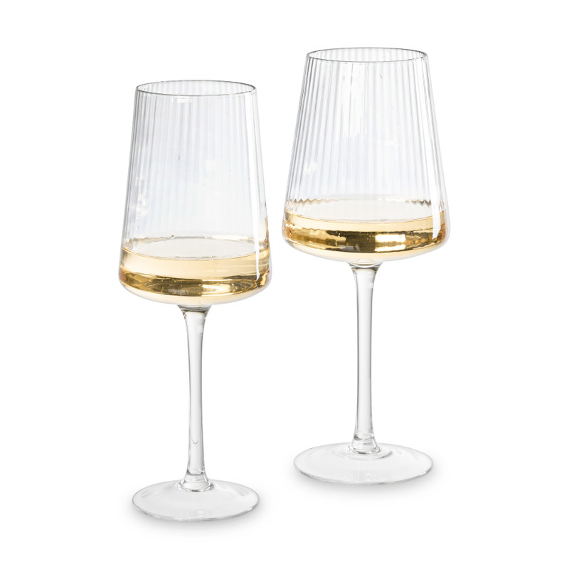 Wijnglas ribbel groot - glas - 400 ml