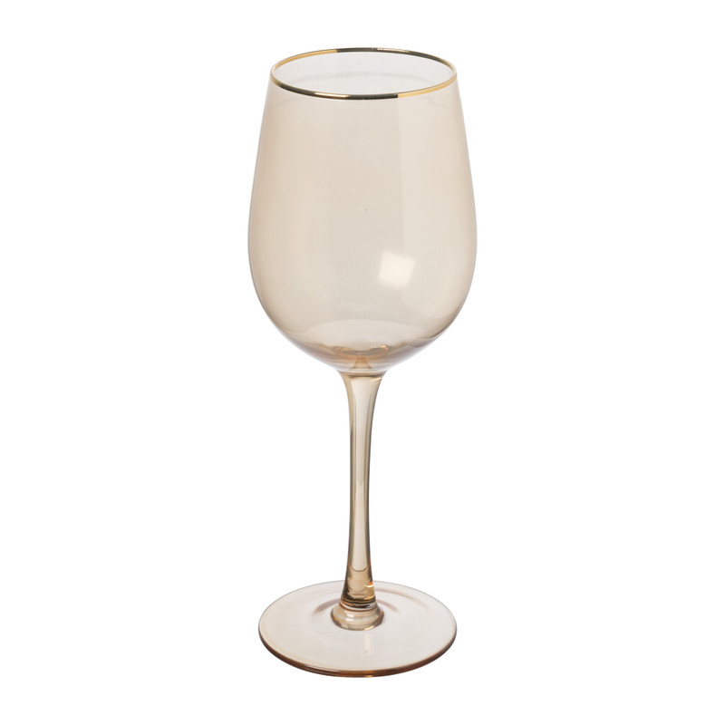 Xenos Wijnglas gouden rand - oker - 380 ml