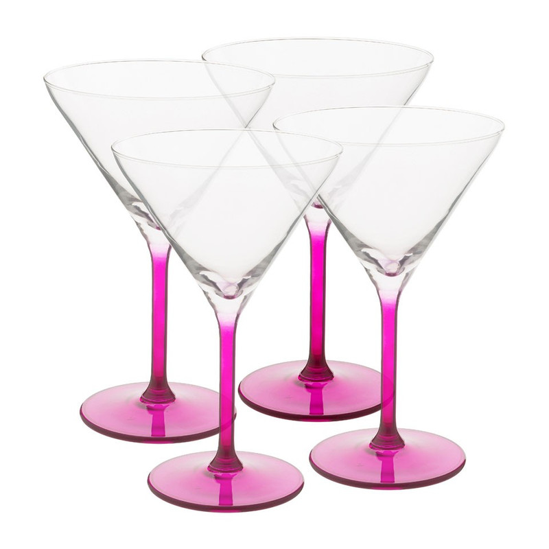 Encyclopedie opstelling Huiskamer Cocktailglas colourful - 26 cl - roze - set van 4 | Xenos