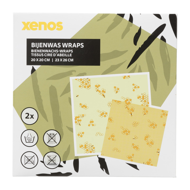 Bijenwas wraps geel/groen - set van 2 | Xenos