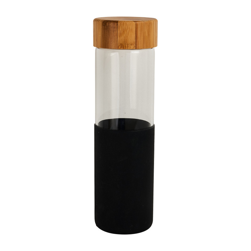 knijpen bunker Wasserette Drinkfles - bamboe dop - zwart | Xenos