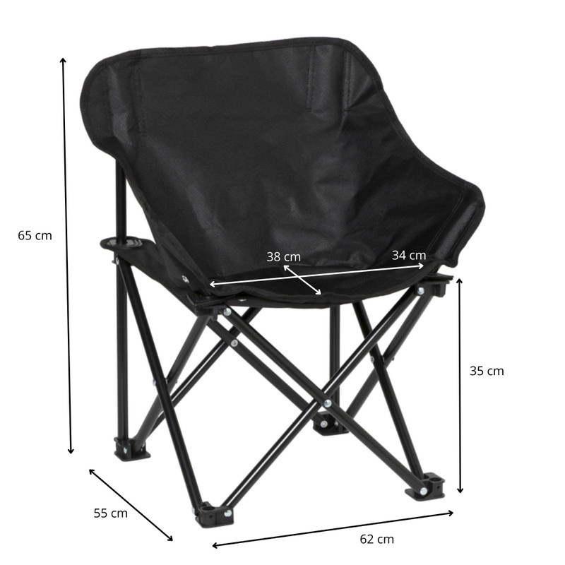 Campingstoel compact - zwart - 65x62x55 cm