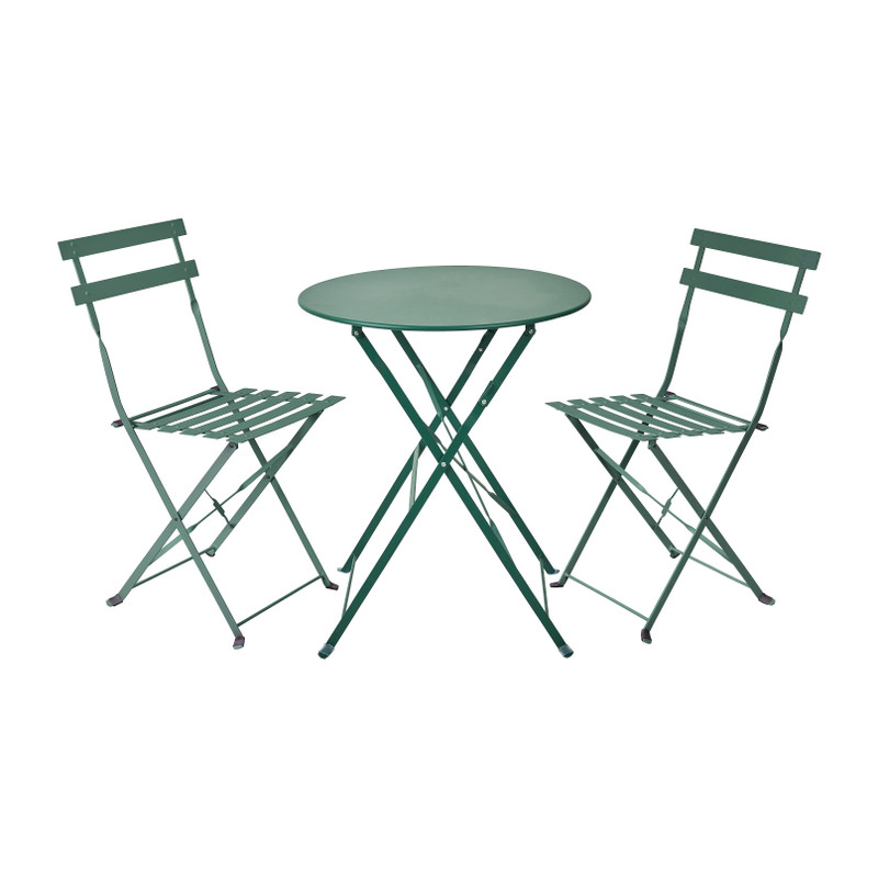 Watt Onderzoek Theoretisch Bistroset tafel + 2 stoelen - groen - ⌀59x70 , 41x44x81 cm | Xenos
