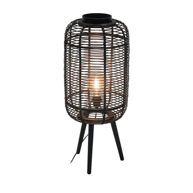 Image of Staande lamp bamboe - zwart - 33x33x77.5 cm