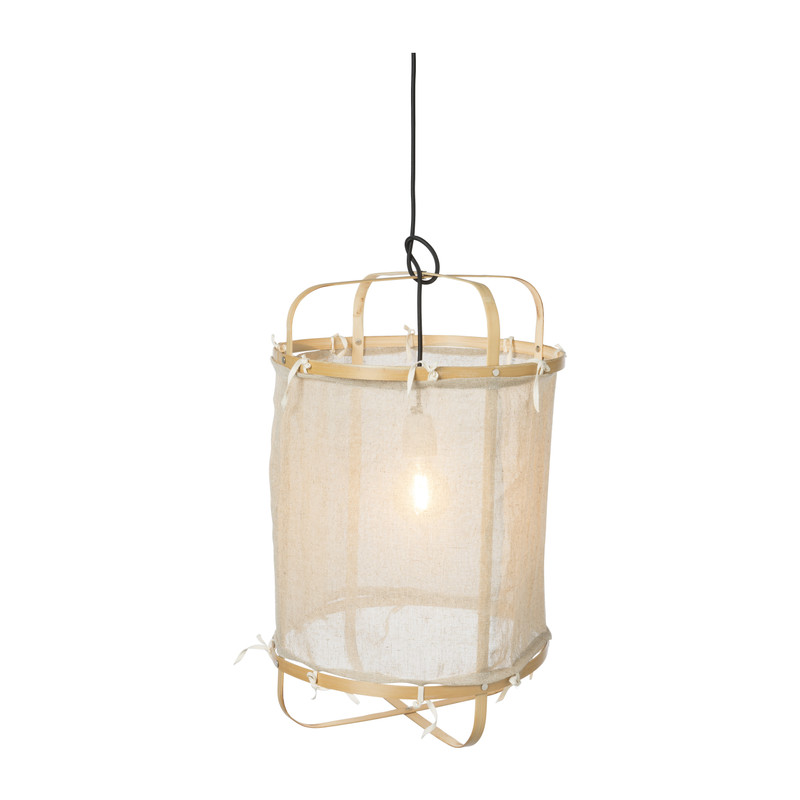 Image of Hanglamp bamboe/katoen - beige - ø40x60 cm