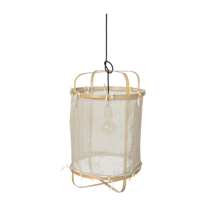 Minimaal Lotsbestemming Praten Hanglamp bamboe/katoen - beige - ø40x60 cm | Xenos