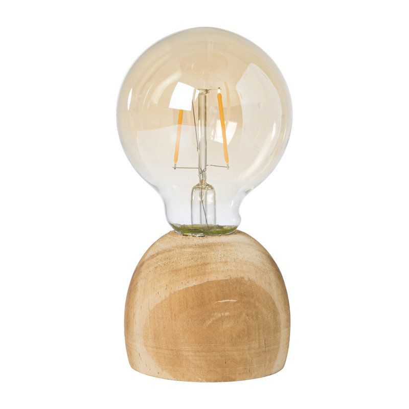 LED lamp houten voet - hout/glas - | Xenos