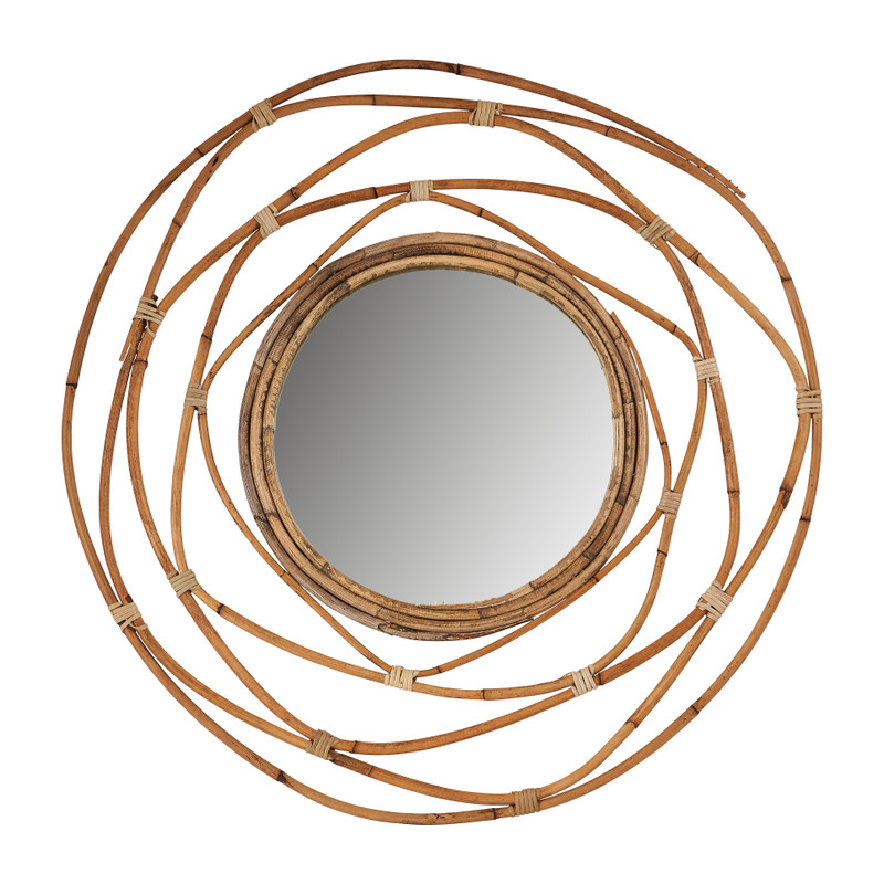 grillen Afm uitslag Spiegel met rotan lijst - ø60 cm | Xenos