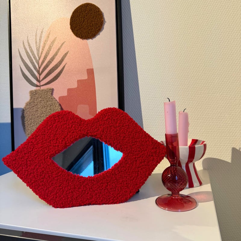 Spiegel lips - rood - 35x20 cm