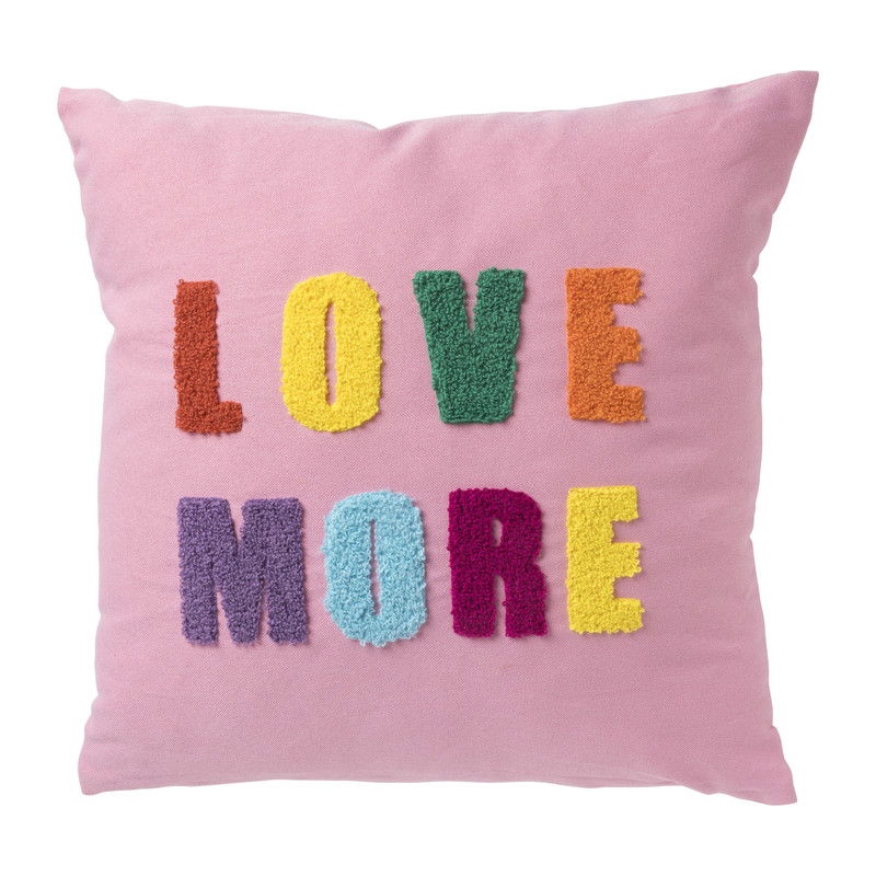 Kussen love more - roze - 45x45 cm