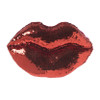 Kussen lippen met pailletten - rood - 20x35 cm