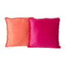 Kussen velvet met franjes - fuchsia - 45x45 cm