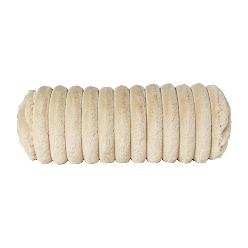 Bolsterkussen rib - beige - ø15x45 cm