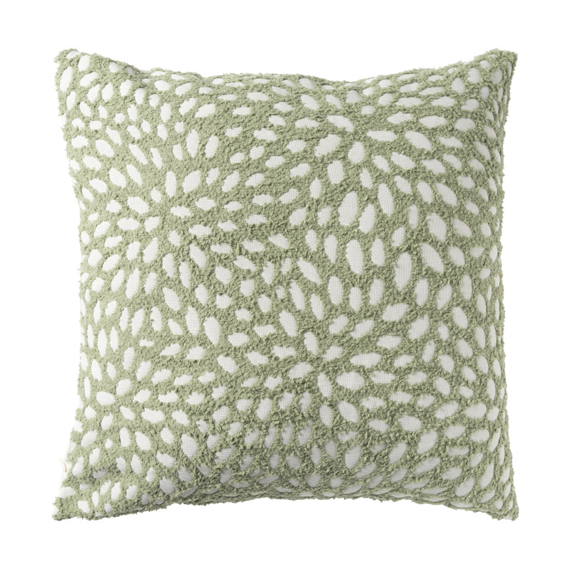 Kussen jacquard - wit/groen - 45X45 cm