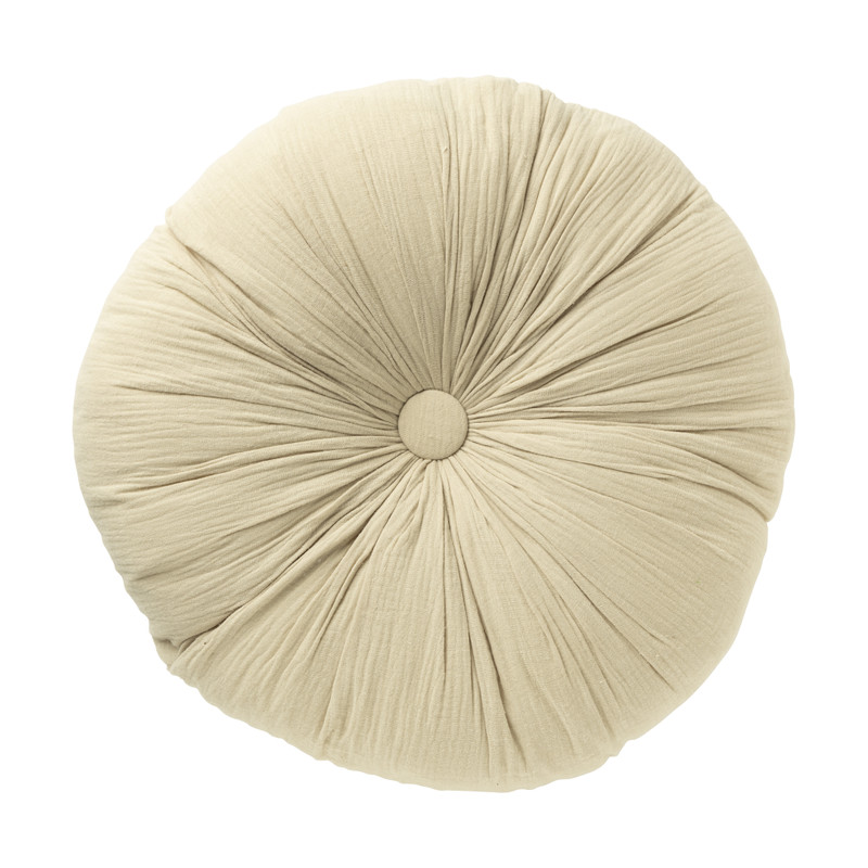 Kussen rond met knoop - beige - ø40 cm