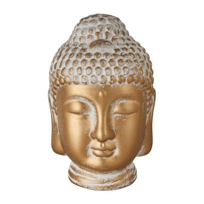 Boeddha hoofd - cement/goud - 12.5x13x20 | Xenos