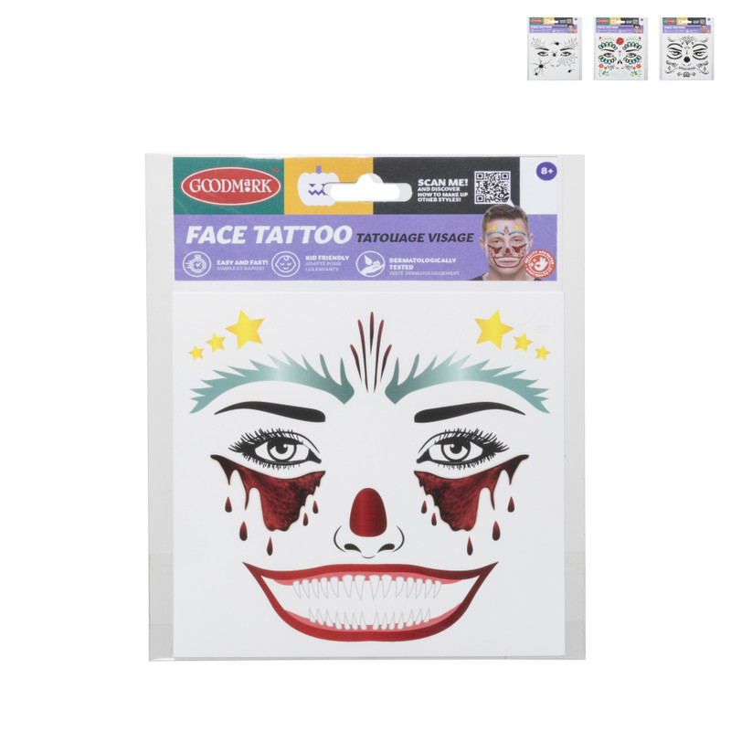 Tattoo gezicht - diverse varianten - 14x18x0.1 cm