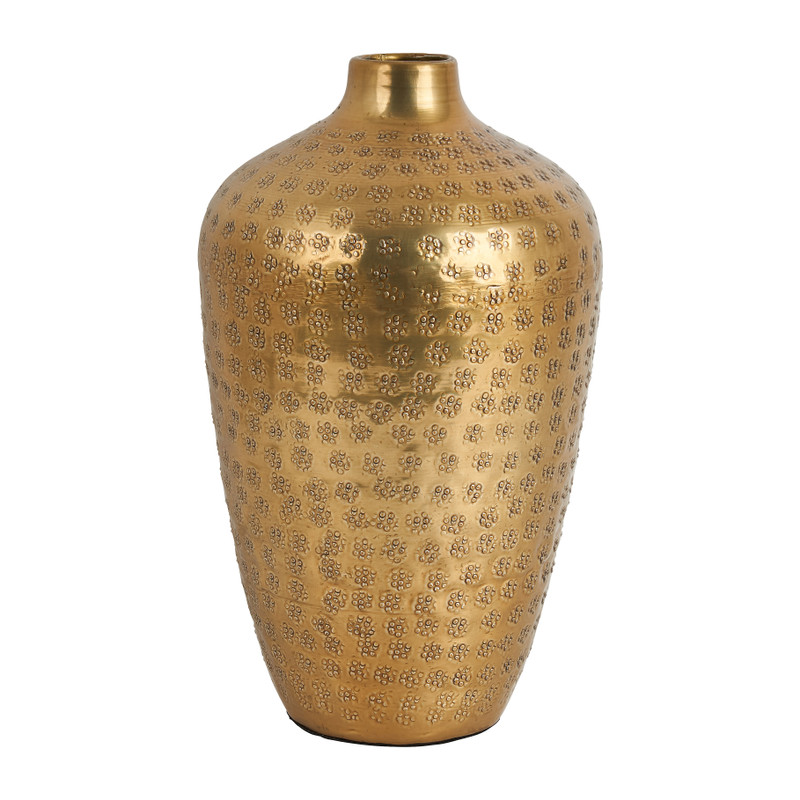 houten Vochtigheid Uitverkoop Vaas fles bol - goud - Ø17x27 cm | Xenos