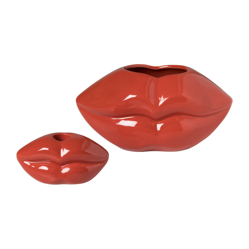 Vaas lippen - rood - 11x25x12 cm