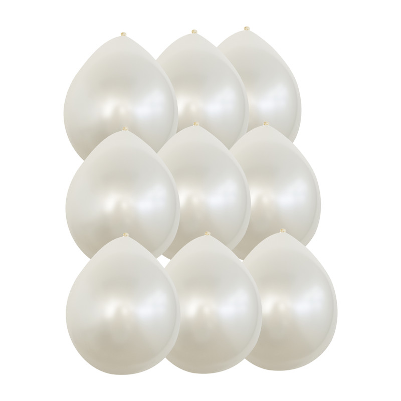 Ballonnen metallic wit - 9 stuks | Xenos