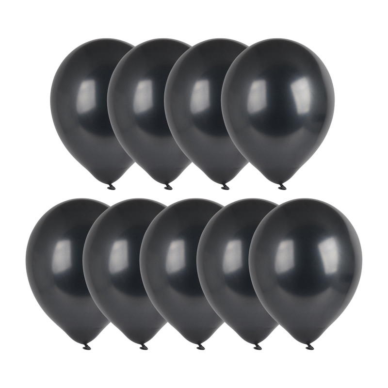 Ballonnen metallic - zwart - set van 9