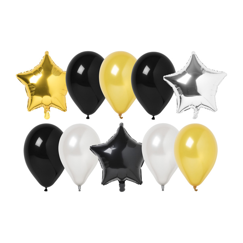 Ironisch Verbinding stopverf Ballonnen - zwart/goud/zilver - set van 10 | Xenos