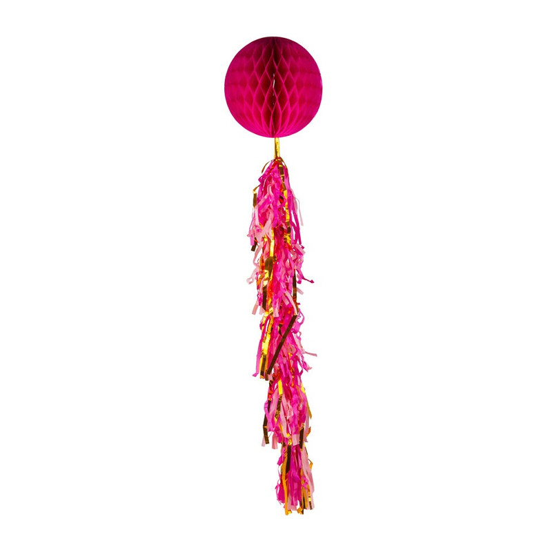 Honeycomb met tassel XL - fuchsia