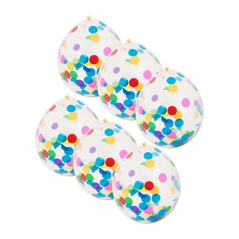Xenos Ballon confetti - multikleur - set van 6