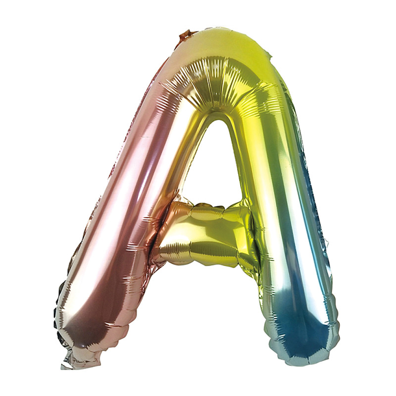 Patch Vroegst Oude tijden Folie ballon - opblaasbare letter A - regenboog metallic - 30 cm | Xenos