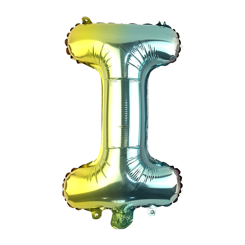 Lil aantrekken benzine Folie ballon - opblaasbare letter I - regenboog metallic - 30 cm | Xenos