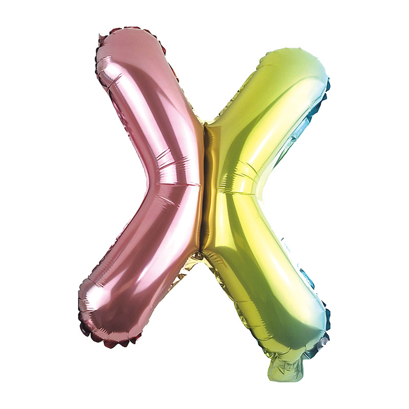 Schaduw warm vermogen Folie ballon - opblaasbare letter X - regenboog metallic - 30 cm | Xenos