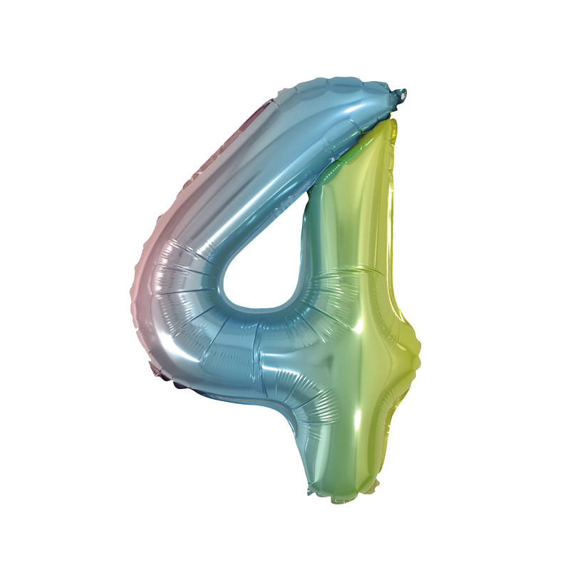 slank koken Mentaliteit Folie ballon - opblaasbaar cijfer 4 - regenboog metallic - 30 cm | Xenos