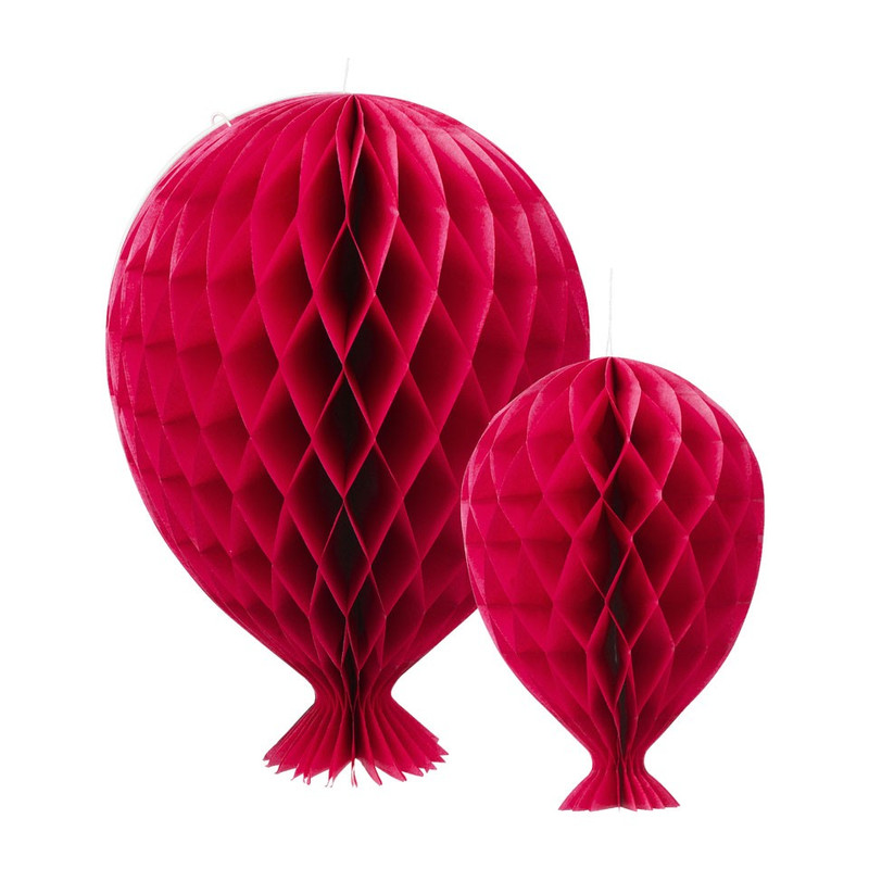 Honeycomb ballon - fuchsia - set van 2