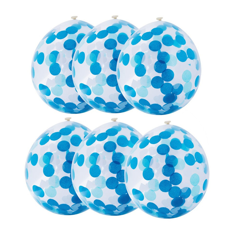 overal Post impressionisme kop Ballon confetti - blauw/wit - set van 6 | Xenos