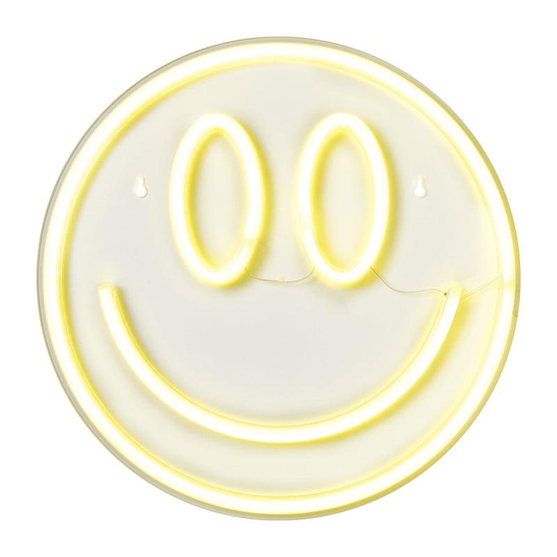 Neon LED lamp smiley - geel - ø33x2 cm