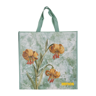 Shopper flower groen 46x15.5x45 cm Xenos