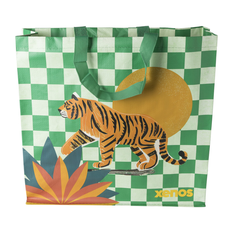 Shopper tijger groen oranje 46x45x17 cm Xenos