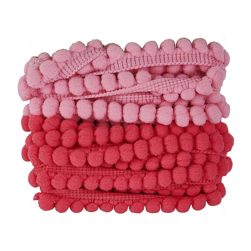 Lint pompom - roze - 5 meter