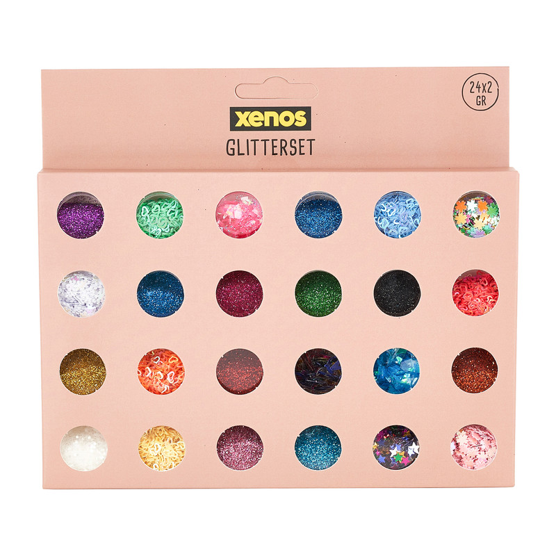Pebish Ramkoers Moedig Glitters in potjes - set van 24 kleuren | Xenos