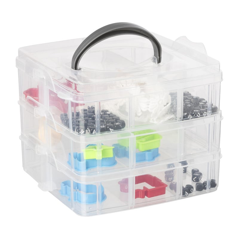 Plastic bewaardoos met vakken - 15x15x13 cm