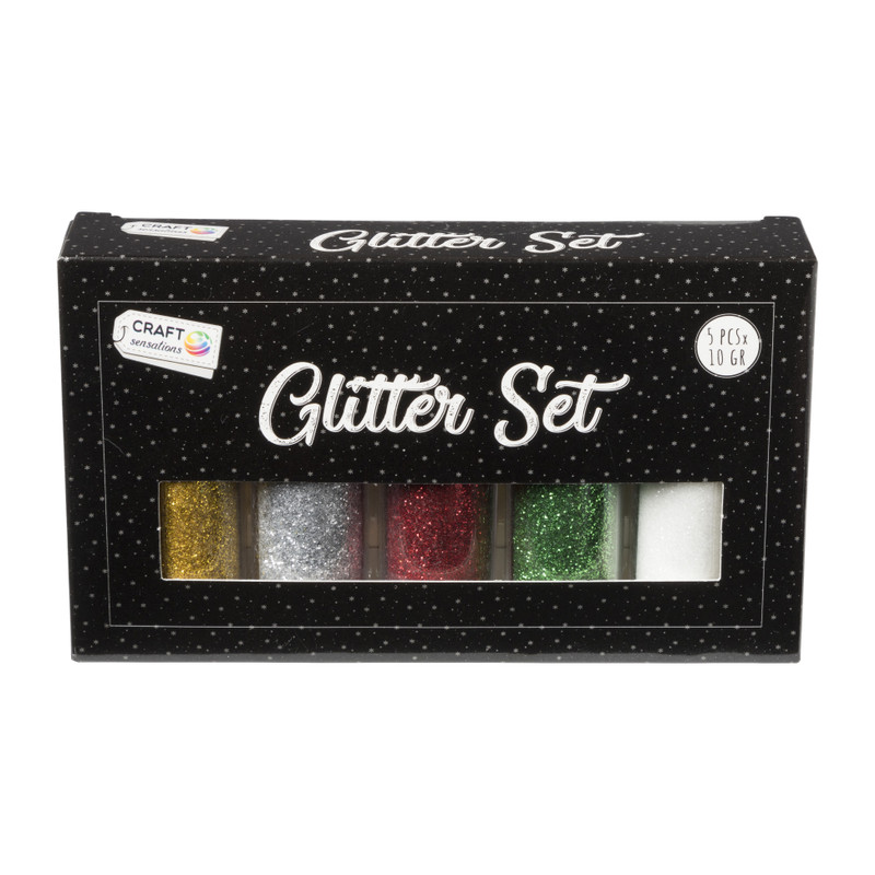 Kerst glitters - multikleur - set van 5