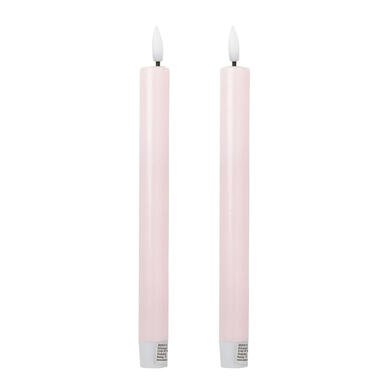 LED dinerkaarsen - roze - set van 2 - ø2.2x24.5 cm 