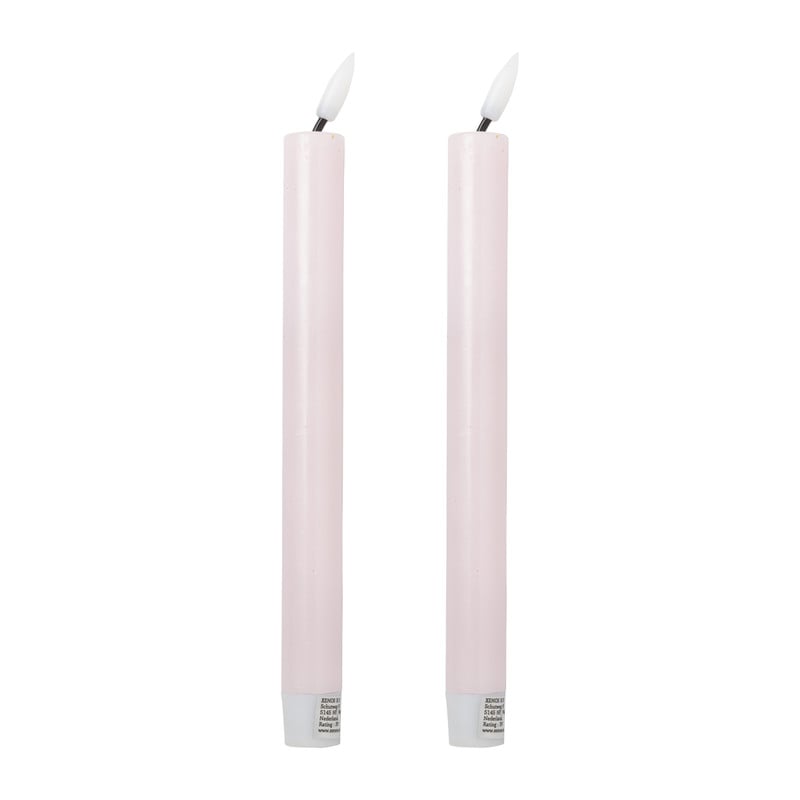 LED dinerkaarsen - roze - set van 2 - ø2.2x24.5 cm 